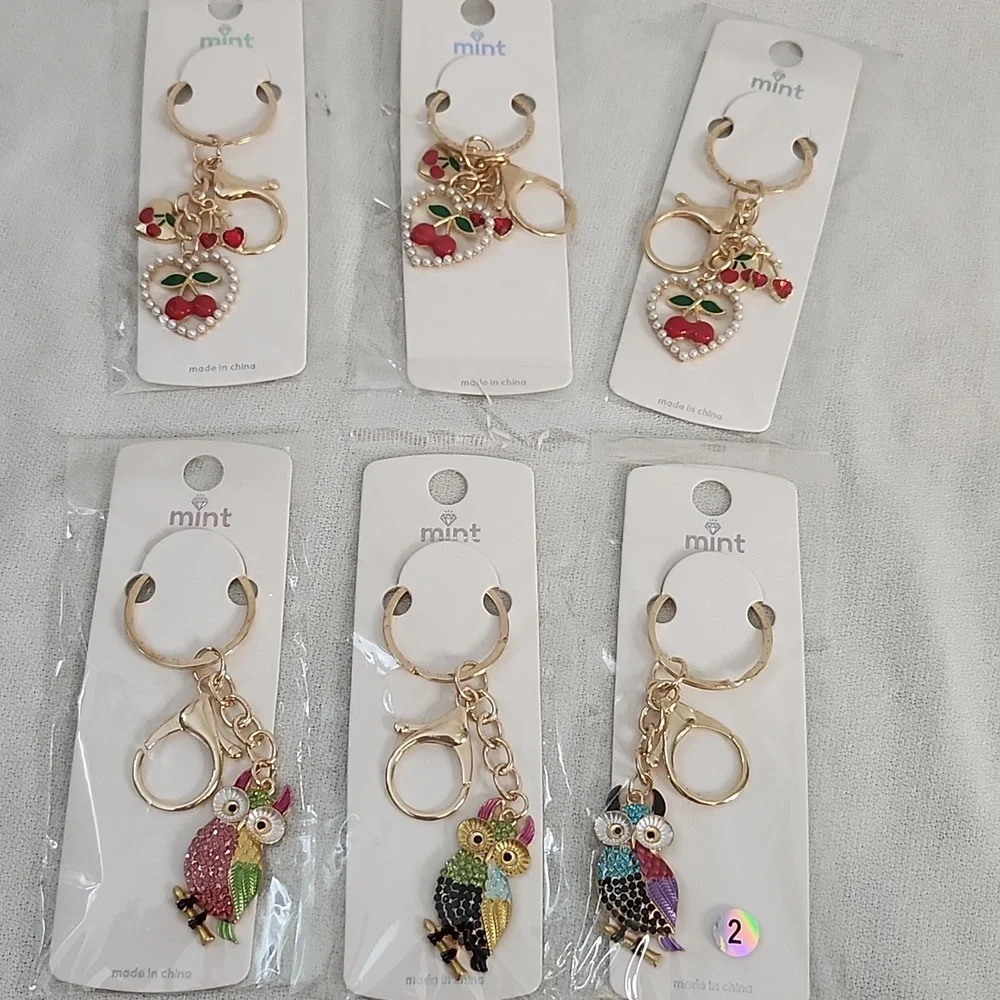 Mint Colorful Owl and Heart Keychain Collection